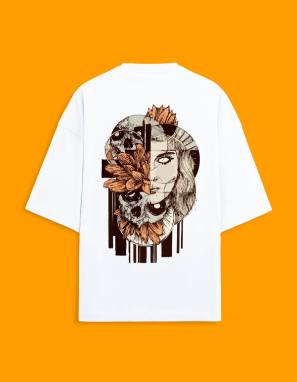 Back_2_c_1-7.jpg Dual Bloom – Unisex Oversized Graphic Tee