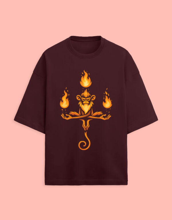 Front_1_c_25-8.jpg Fire Monk Ape Oversized Tee – Mystic Flame Edition