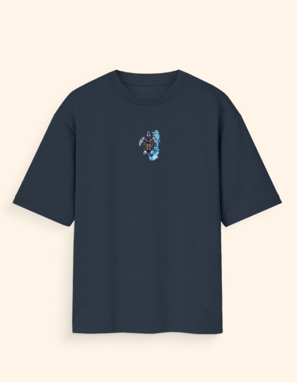 Front_1_c_3-14.jpg Ocean Drift Turtle Unisex Oversized T-Shirt