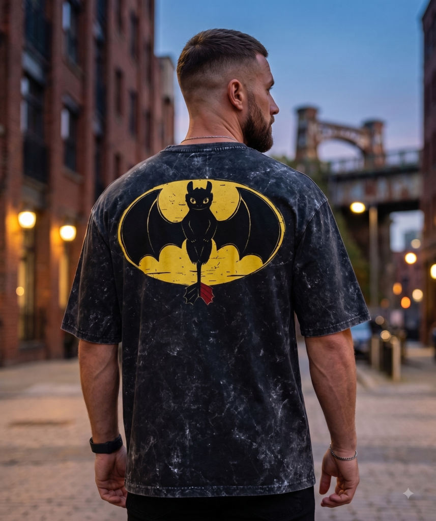 Batless – Unisex Acid Wash Oversized Graphic T-Shirt